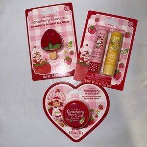 Strawberry Shortcake 2 Lip Balm Duo  and Lip Gloss Strawberry Scented Lip Scrub